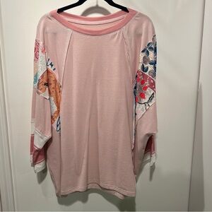 Evaless Chic Patchwork Pink Blouse 2X